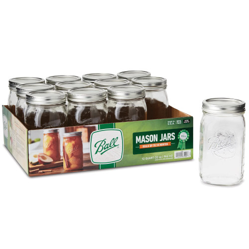 LAIBY Ball Wide Mouth Mason Jars with Lids 32 Oz (Set of 12 Jars) | Ball Canning Jars with Lids Kitchen Set 32 Ounce mason jars