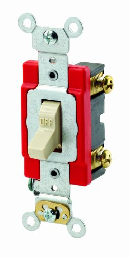 Leviton 1221-2I 20-Amp, 120/277-Volt, Toggle Single-Pole AC Quiet Switch, Extra Heavy Duty Spec Grade, Self Grounding, Ivory
