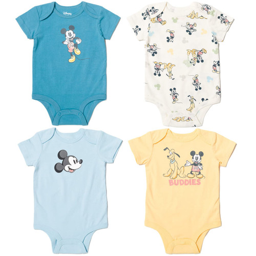 Disney Mickey Mouse Pluto Newborn Baby Boys 4 Pack Cuddly Snap Bodysuits made with Organic Cotton Blue/Yellow 0-3 Months Disney Mickey Mouse Pluto Newborn Baby Boys 4 Pack Cuddly Snap Bodysuits made with Organic Cotton Blue/Yellow 0-3 Months
