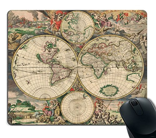 Smooffly Decorative Mouse Pad Art Print Vintage World Map Rectangle Non-Slip Rubber Mousepad Gaming Mouse Pad