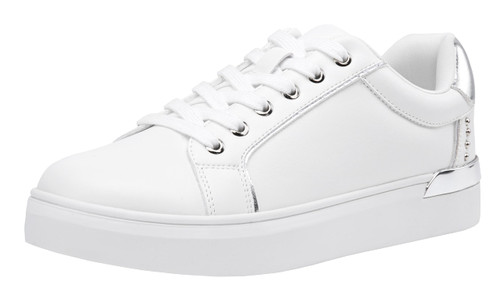 Jeossy 8020 White Sneakers Women, Casual Vegan Leather Fashion Sneaker, Trendy Dress Stylish Walking Shoes, White, Size 8 US-with Memory Foam(DJY8020 White 08)