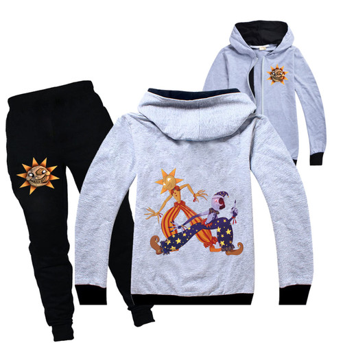 Potekoo Child Casual Lightweight Zipper Tracksuit FNAF Sundrop Jacket and Sweatpants Sets Moondrop Sundrop Sweatshirts