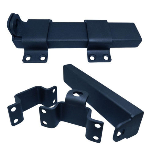 Slide Gate Latch, Heavy Duty Latch Lock with Padlock Hole, Suitable for Wooden Fences, Barn Door Lock, Outdoor Latch, Fence Gate, Courtyard, Shed Lock,Cottages, Cabinet, Matte Black (Style 1-M1-set 2)