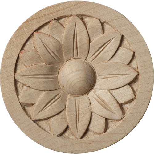Ekena Millwork ROS02X02BEMA-CASE-4 Bedford Round Rosette, 2 3/4"W x 2 3/4"H x 1/4"P, Maple, 4 Pack