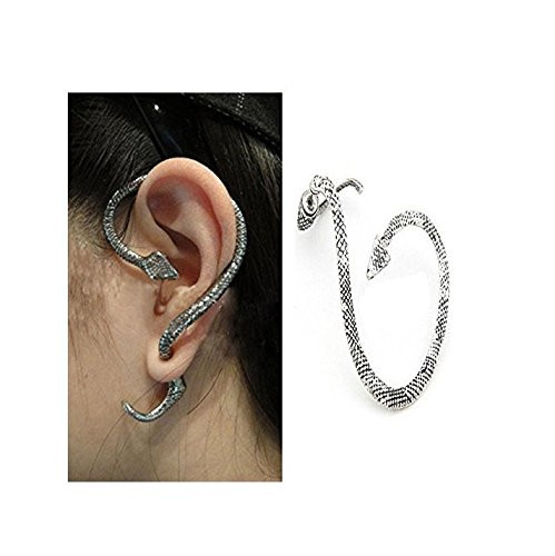 Sumanee Vintage Snake Wind Temptation Silver Ear Stud Gothic Punk Cuff Wrap Earrings JP