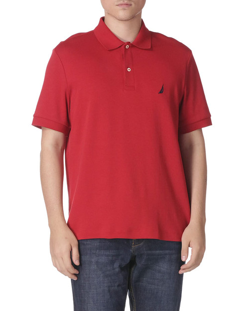 Nautica mens Classic Fit Short Sleeve Solid Soft Cotton Polo Shirt, Nautica Red, 3X-Large US