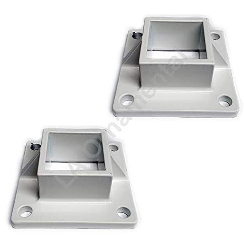 Floor Flange 2" x 2" Square Aluminum Fence Posts Heavy Duty, Deck Mount White, Lot of 2 Pieces Floor Flange 2" x 2" Square Aluminum Fence Posts Heavy Duty, Deck Mount White, Lot of 2 Pieces