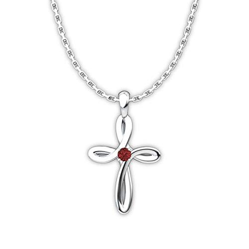 Logos Trading Post Birthstone Swirl Cross Sterling Silver Pendant Necklace, January - Garnet, with 18" Sterling Silver Chain Logos Trading Post Birthstone Swirl Cross Sterling Silver Pendant Necklace, January - Garnet, with 18" Sterling Silver Chain
