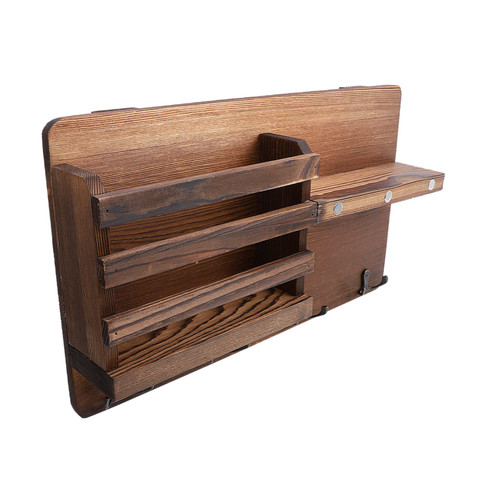 MERRYHAPY 1pc Shelf Hook Floating Storage Shelf Wall Mounted Floating Shelves Wood Coat Hooks with Shelf Wood Wall Hooks Entryway Key Hook Bedroom Wall Shelf Towel Wooden Rack Wood Iron