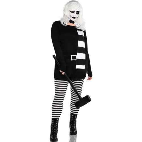 Alice The Psycho Costume - Women Plus XXL (18-20) Bewitching Black & White Outfit Perfect for Halloween & Costume Parties - 1 Set