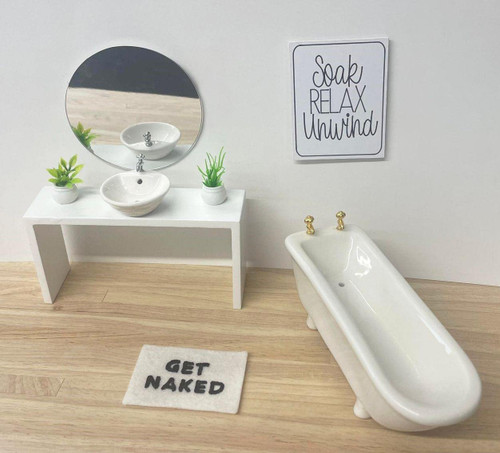 Melody Jane Dolls Houses Dollhouse White Modern Bathroom Package Miniature Furniture Set 1:12 Scale