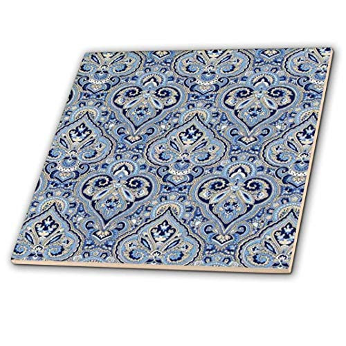 3dRose ct_59830_1 French Paisley Blue Ceramic Tile, 4"