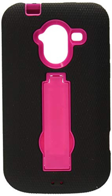 Eagle Cell PAZTEN9120SPSTHPKBK Advanced Rugged Armor Hybrid Combo Case with Kickstand for ZTE Avid 4G N9120 - Retail Packaging - Hot Pink/Black