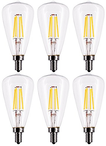 LED Filament Bulb ST48-4W LED Light Filament Bulb, E12 Base, Clear Warm White 2700K, LED Edison Bulb 40W Equivalent, 110-120VAC, Dimmable (4 Watt, 6 Pack)