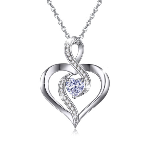 JUSTKIDSTOY Graduation Gifts Heart Necklace for Women 925 Sterling Silver June Birthstone Necklace Infinity Love Heart Pendant Necklace Jewelry Birthday Gift for Mom Girlfriend JUSTKIDSTOY Graduation Gifts Heart Necklace for Women 925 Sterling Silver June Birthstone Necklace Infinity Love Heart Pendant Necklace Jewelry Birthday Gift for Mom Girlfriend