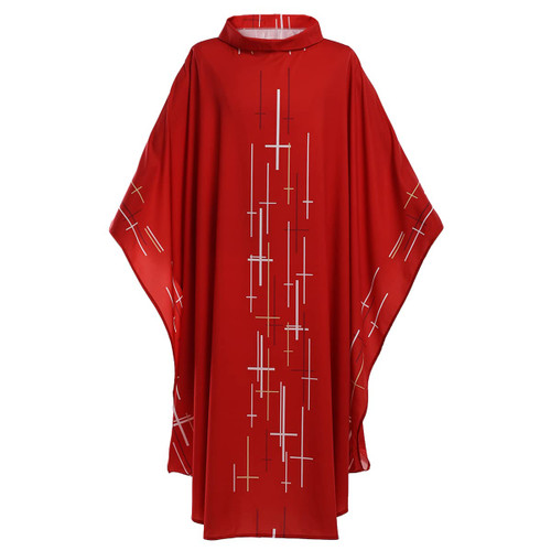 COSDREAMER Mens Womens Priest Pastor Celebrant Chasuble Catholic Church Father Mass Vestments Robe (Red)