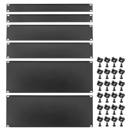 PATIKIL 6 Pcs 1U,2U,4U Blank Panel Metal Rack Mount, 19 Inches, Filler Panel Mount Spacer Rack Blanking Panel Kit for Enclosure Server Rack Cabinet Black