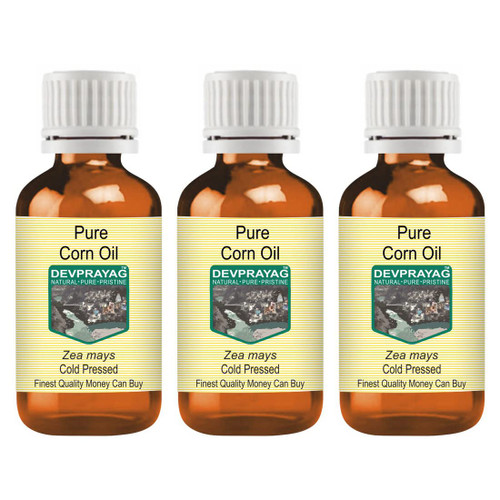 DEVPRAYAG Pure Corn Oil (Zea mays) Cold Pressed (Pack of Three) 100ml X 3 (10 oz)