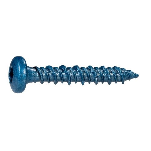3/16" x 1-1/4" TorqueMaster Blue Ruspert Star Drive Pan Head Masonry Screws, 100 Pieces, Concrete Screws, Rust Resistance, for Exterior & Lumber Applications, Durable Alloy Steel