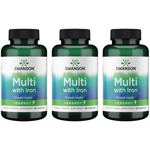 Swanson Active One Multivitamin with Iron 90 Capsules (3 Pack)