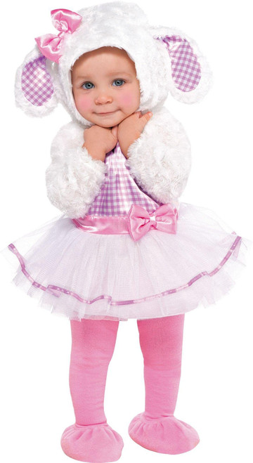 amscan Baby Little Lamb Costume | 0-6 months | 1 Pc, Pink/White