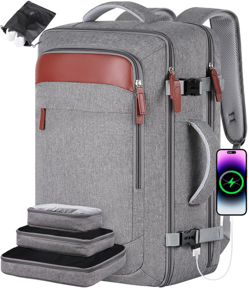 Z-MGKISS Carry on Backpack, Large Travel Backpack, Flight Approved Large Backpack, 40L Luggage Suitcase Backpack with 4 Packing Cubes, Luggage Daypack for Business, Weekend or Overnight Trips, Grey Z-MGKISS Carry on Backpack, Large Travel Backpack, Flight Approved Large Backpack, 40L Luggage Suitcase Backpack with 4 Packing Cubes, Luggage Daypack for Business, Weekend or Overnight Trips, Grey