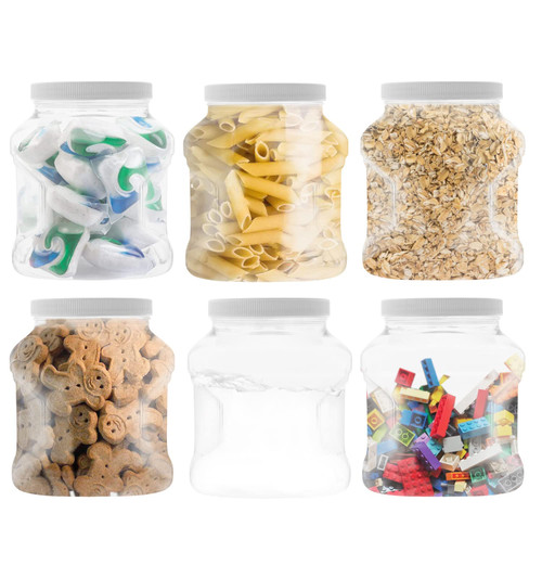 Arrow Home Products 80 oz Stackable Stor Keeper Airtight Storage Containers with Lids, 6 Pack - USA Made, BPA-Free Multipurpose Square Plastic Containers with Pinch Grip Handles to Store Dry Goods