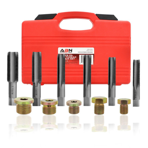 ABN Oil Drain Plug Thread Repair Kit - 114pc Rethreading Kit Metric Universal Oil Pan Drain Plug Kit Screw Tap Tool Set ABN Oil Drain Plug Thread Repair Kit - 114pc Rethreading Kit Metric Universal Oil Pan Drain Plug Kit Screw Tap Tool Set