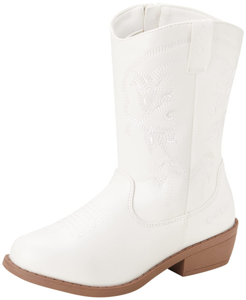 bebe Girls Cowgirl Boots Classic Western Roper Boots - Cowboy Boots for Girls (ToddlerGirl), Size 1 Little Kid, White