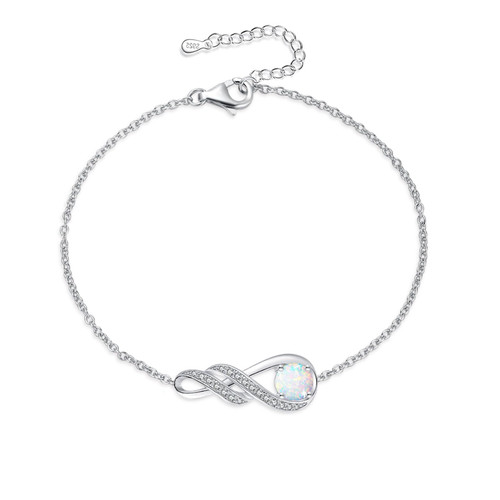 LOCIBLO October Birthstone Bracelets for Women Girls 925 Sterling Silver Synthetic Opal Bracelet White Gold Infinity Pendant Anniversary Birthday Gifts Jewelry for Her, 6.7"+1.2" LOCIBLO October Birthstone Bracelets for Women Girls 925 Sterling Silver Synthetic Opal Bracelet White Gold Infinity Pendant Anniversary Birthday Gifts Jewelry for Her, 6.7"+1.2"