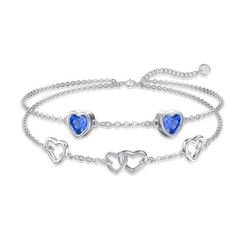 MEIDERBO Ankle Bracelets for Women 925 Sterling Silver Heart Layered Anklet Adjustable Anklet Summer Beach Jewelry Gifts for Women MEIDERBO Ankle Bracelets for Women 925 Sterling Silver Heart Layered Anklet Adjustable Anklet Summer Beach Jewelry Gifts for Women