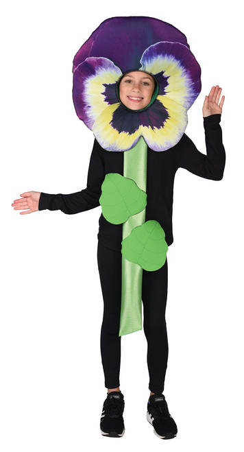 Rasta Imposta Purple Pansy Flower Child Costume Bouquet Garden Flowers Kids Dress Up Cosplay Party Costumes, Childrens Size 7-10