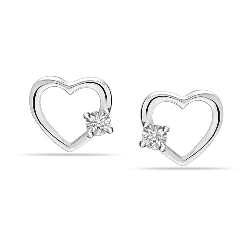 Lecalla Flaunt 925 Sterling Silver Diamond Earrings for Women 0.01 Carat Heart Hypoallergenic Studs Earring for Teen