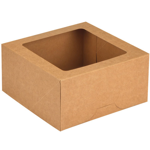 Moretoes 24pcs 10x10x5 Inches Cake Boxes with Windows Brown Bakery Boxes Kraft Pastry Boxes Disposable Cake Containers for Cakes, Pastries, Pies, Dessert