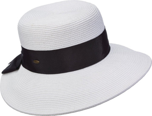 Scala Women's Paper Braid Hat with Dimensional Brim White