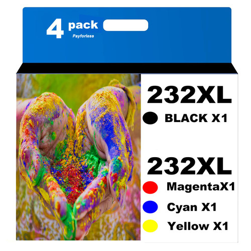 232XL for Epson 232 Ink Cartridge Epson 232XL T232 XL for Epson XP-4200 XP-4205 Epson Workforce WF-2930 WF-2950 Printer 1 Black 1 Cyan 1 Magenta 1 Yellow 4 Pack