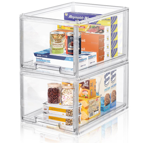 2 Packs Plastic Stackable Storage Organizer Bins with Pull Out Drawer, DILIBRA Large Clear Acrylic Storage Drawers Container Boxes for Fridge Pantry Shelf Refrigerator Organization and Storage 2 Packs Plastic Stackable Storage Organizer Bins with Pull Out Drawer, DILIBRA Large Clear Acrylic Storage Drawers Container Boxes for Fridge Pantry Shelf Refrigerator Organization and Storage