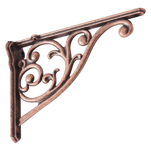 Copper Shelf Brackets 8 Inch 4PCS Heavy Duty Antique Copper Wall Bracket Baroque Kitchen Decorative Rack Shelves, Antique Shelf Bracket. (4, Antique Copper)