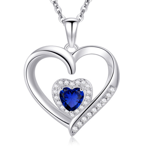 Birthstone Necklace for Women Heart Necklace, Sterling Silver Necklace for Women Heart Necklace Pendant Necklace for Women Teen Girls September Birthstone Necklace Silver Necklaces for Women Gifts Birthstone Necklace for Women Heart Necklace, Sterling Silver Necklace for Women Heart Necklace Pendant Necklace for Women Teen Girls September Birthstone Necklace Silver Necklaces for Women Gifts
