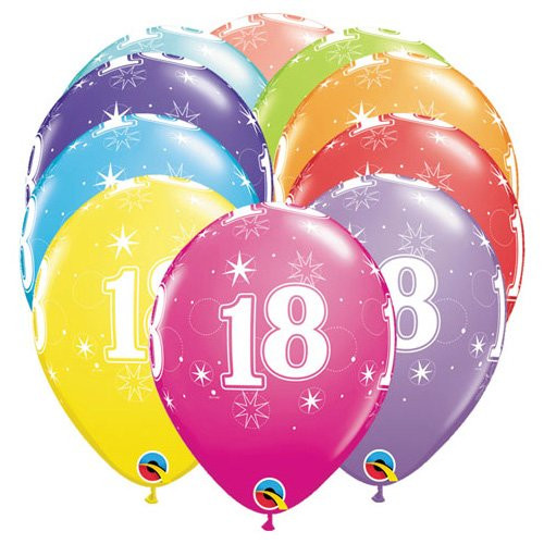Qualatex Latex Balloons 49596-Q 18-a-round (6 Pk), 11", Multicolor