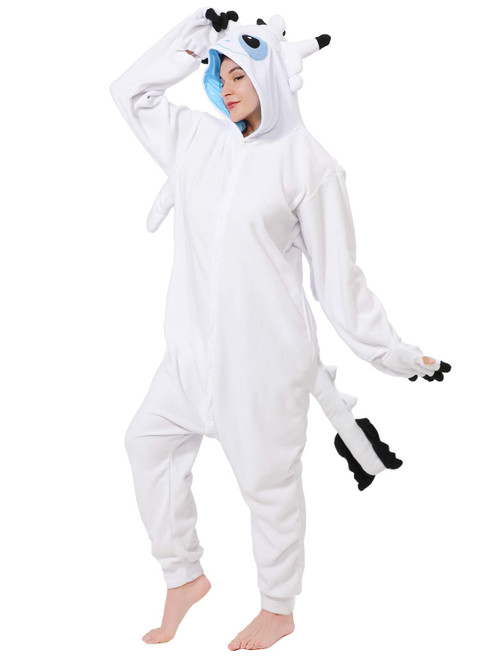 dressfan Animal White Dragon Onesie Pajamas Cosplay Costume Halloween Christmas Pajamas for Unisex Adults Teens M dressfan Animal White Dragon Onesie Pajamas Cosplay Costume Halloween Christmas Pajamas for Unisex Adults Teens M