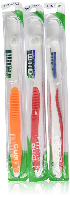 GUM End-Tuft Tapered Trim Toothbrush (Pack of 3)Colors May Vary