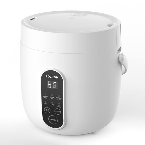 Mini Rice Cooker 2-Cups Uncooked, 1.2L Portable Non-Stick Small Travel Rice Cooker, Smart Control Multifunction Cooker with 24 Hours Timer Delay & Keep Warm Function, Food Steamer