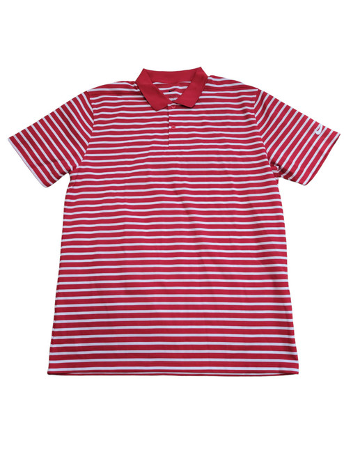 Nike Dri-FIT Victory Men's University Red/White Striped Golf Polo Size L