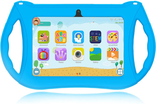Kids Tablet, 7 inch Tablet for Kids 3GB RAM 32GB ROM, Android 11 Toddler Tablet with WiFi, Bluetooth, GMS, Dual Camera, Parental Control, Shockproof Case, Google Play for YouTube, Netflix(Blue)