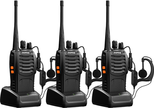 Baofeng Walkie Talkies bf-888s Long Range Two-Way Radios for Adults Rechargeable Handheld Interphone Professional UHF Communicator 3 Pack Walky Talky Set with Earpiece,Li-ion Battery and Charger
