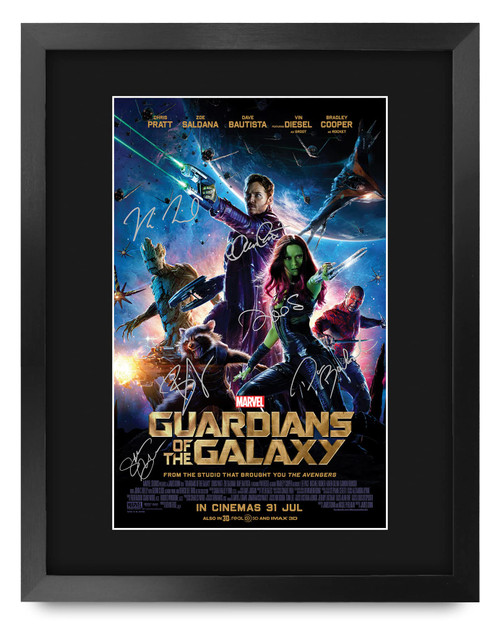 HWC Trading Framed 11" x 14" Print - Guardians of The Galaxy 1 Chris Pratt and Cast Gifts Mounted Printed Poster Signed Autograph Picture for Movie Memorabilia Fans