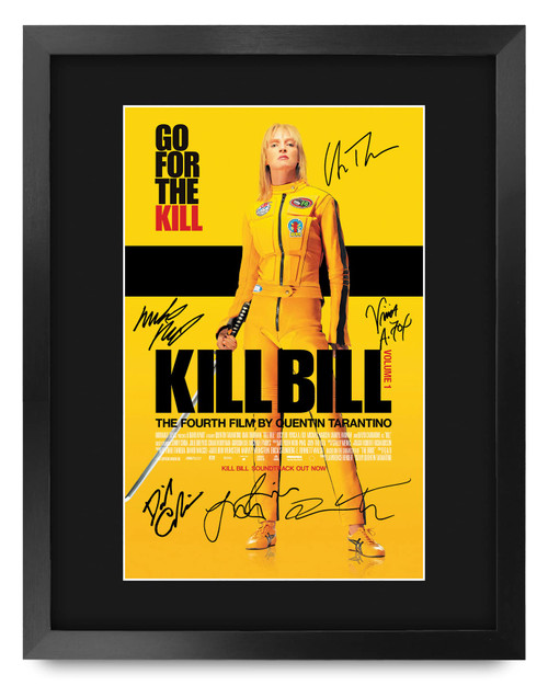 HWC Trading Framed 11" x 14" Print - Kill Bill Vol. 1 The Cast Gifts Mounted Printed Poster Signed Autograph Picture for Movie Memorabilia Fans