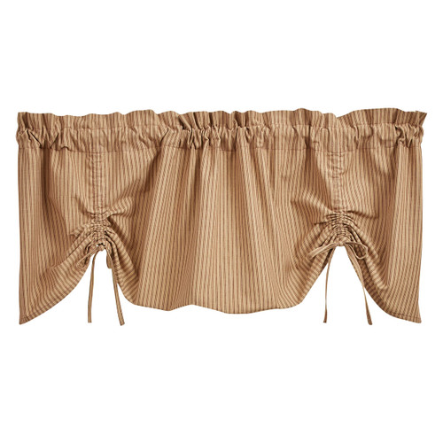 Park Designs Sturbridge Ticking Lined Farmhouse Red Valance 60"