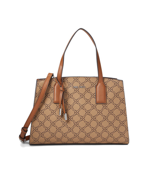 NINE WEST Therese Satchel Mocha Logo One Size